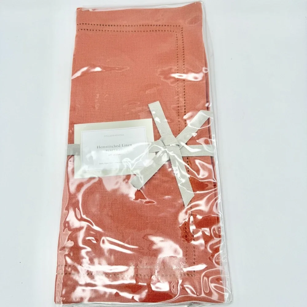 Williams Sonoma Hemstitched Linen Placemats Terracotta Set of 2 (2004) Hungary